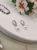 Pearl Dangle Loop Earrings - Image 4