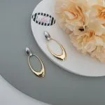 Oval Gold Drop Earrings