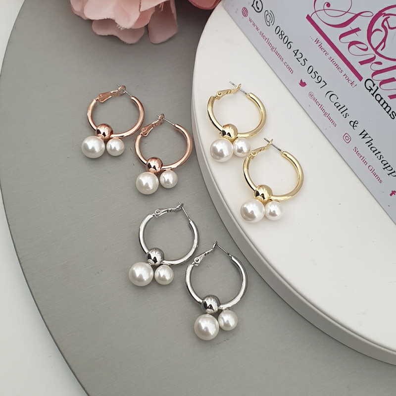 3012826 Pearl Loop Earrings - Image 1