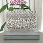 Silver Square Crystal Clutch