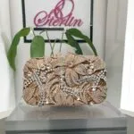 Gold Petal Crystal Clutch