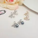 Ribbon n Pearl Earrings