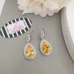 Yellow Stone Drop Silver Earrings