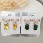 Stone Bow Earrings - Image 2