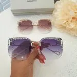 Crystal Rimless Sunglasses - Image 4