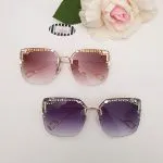 Crystal Rimless Sunglasses