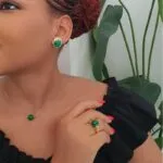 Gold Emerald Earring - Image 4