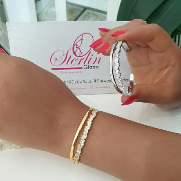 Prong Stone Cut Bangle