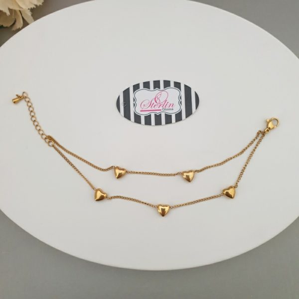 Gold Hearts Double Layer Bracelet