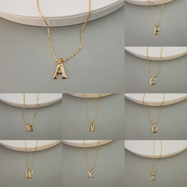 Gold Stone Alphabet Necklace