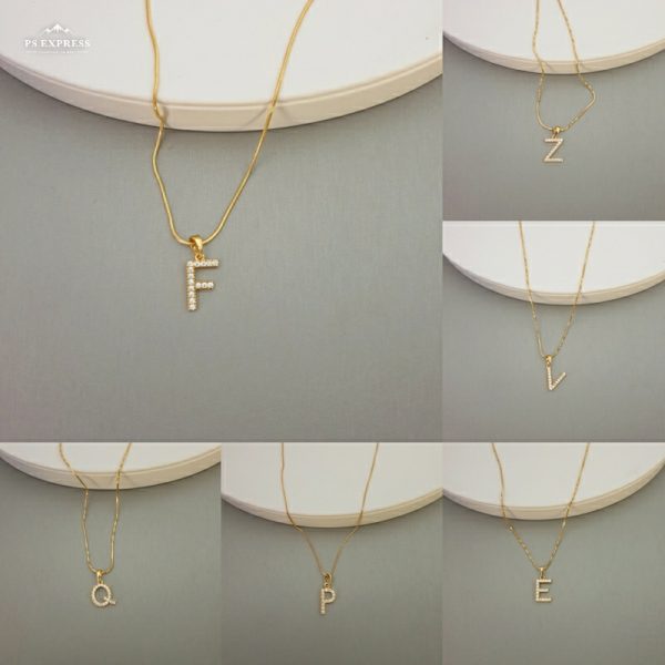 Gold Stone Full Alphabet Necklace