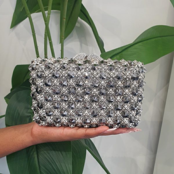 Grey Crystal Clutch