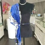 Petal Blue/Black 100% Silk Scarf