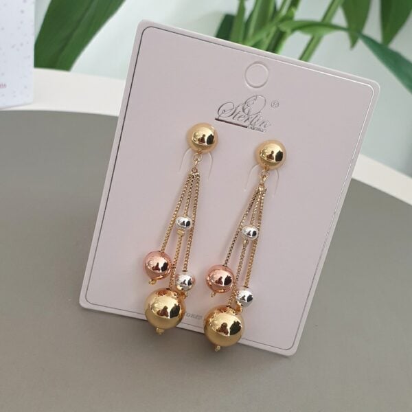 3Tone Triple Ball Earring