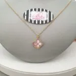 Golden Quartrefoil Inlay Necklace - Image 2