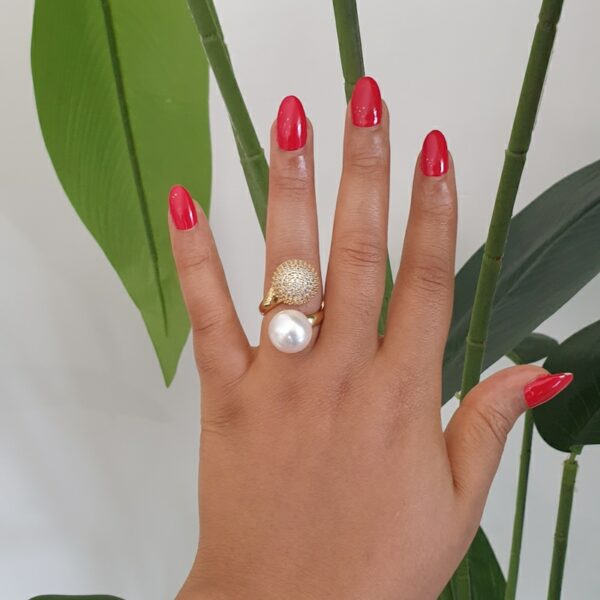 Gold Stnd Pearl Ring