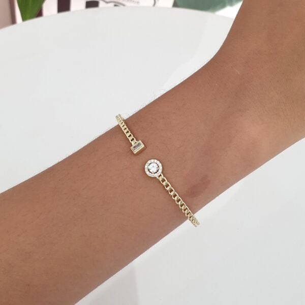 Chain Lock Stone Bangle